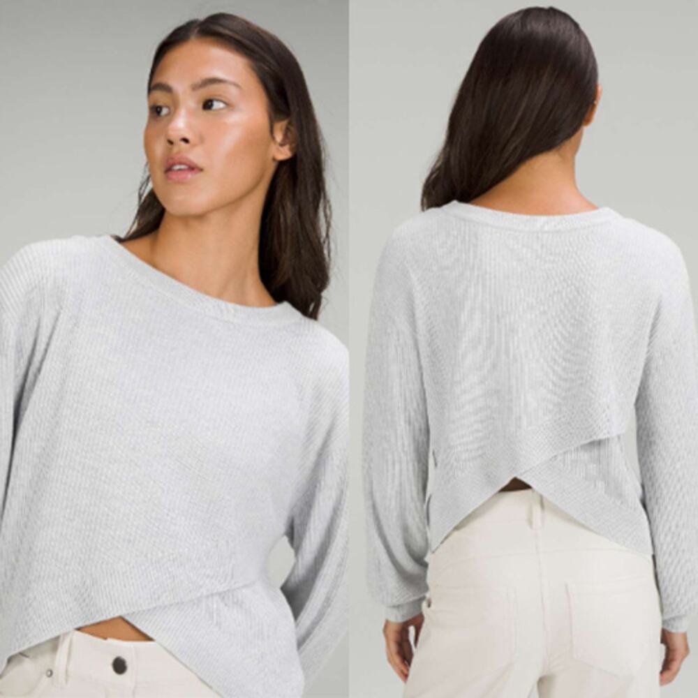 NEW Lululemon Reversible Crossover Sweater Heathered Core Light Grey Size: 2